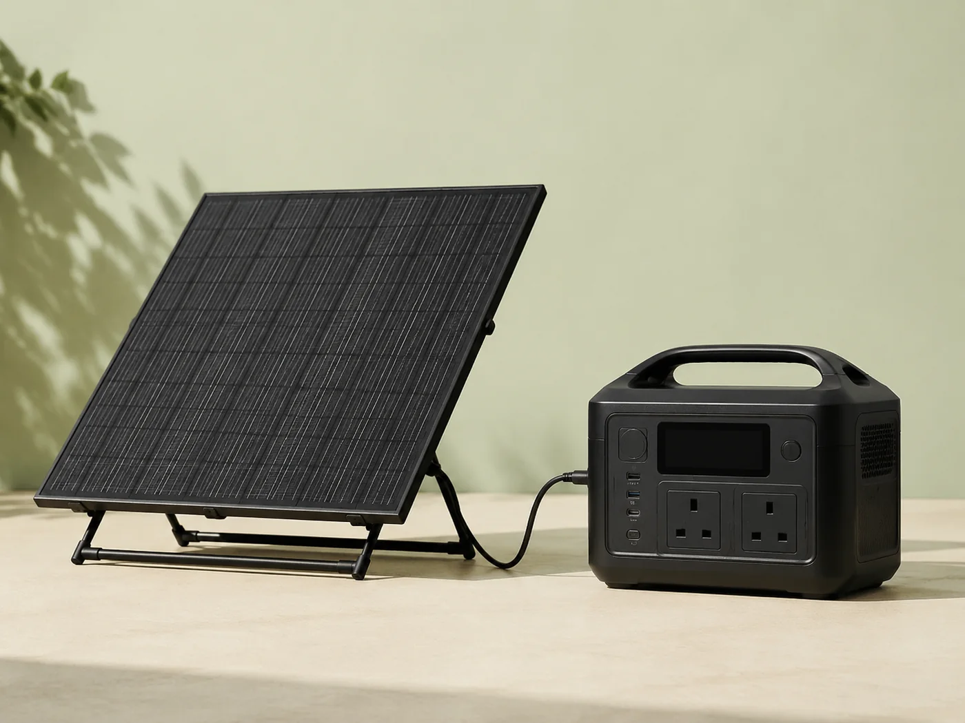 Solar panel charging a portable battery